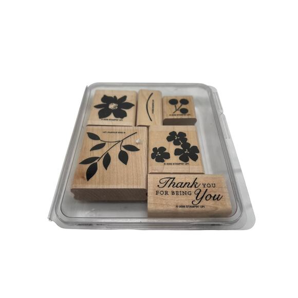 Stampin' Up Set of 6 Decorative Stamps 5 Floral 1 "Thank You for Being You" - Picture 1 of 3